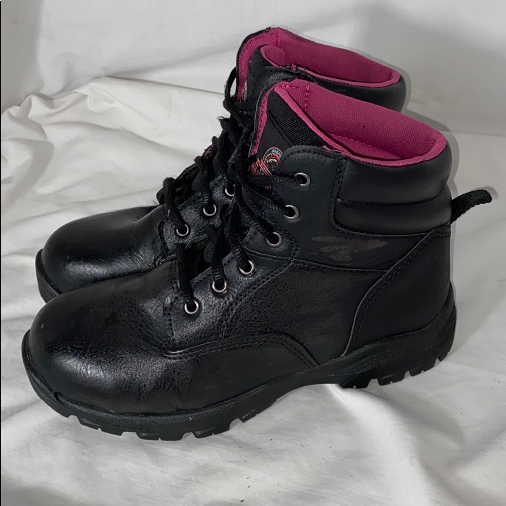 Brahma Boots Black Leather Pink Liner Women’s Sz 7